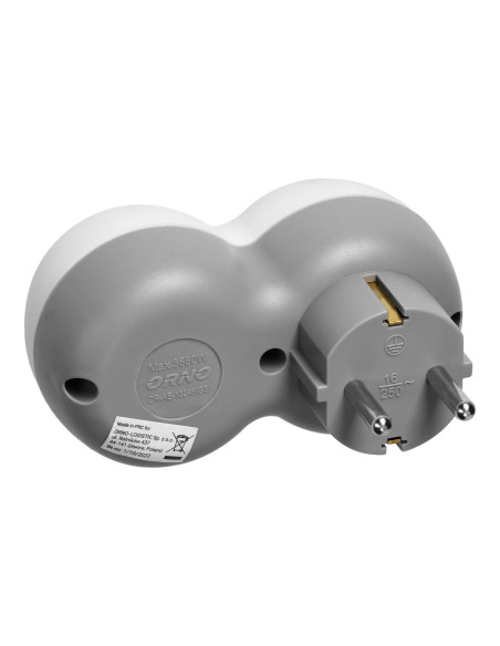 Rozgałęźnik 2P+Z (Schuko) z ładowarką 2xUSB, biało-szary