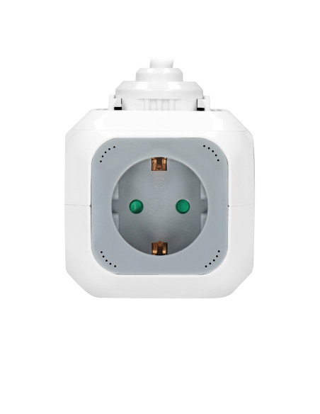 Przedłużacz 4x2P+Z (Schuko), ładowarka USB A+C, Quick charge, 1,4m H05VV-F 3x1,5mm², szary