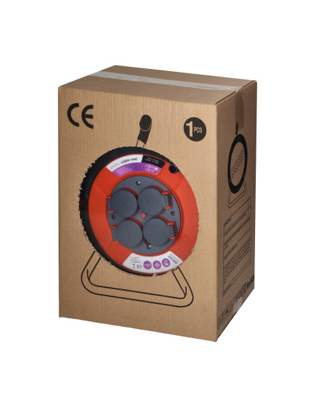 Bryzgoszczelny zwijak bębnowy IP44 4x2P+Z (Schuko) 16A 230V