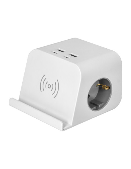  Listwa zasilająca nabiurkowa, ładowarką USB, śrubowym zaciskiem mocującym i przewodem 1,4m, 2x2P+Z (Schuko), 4xUSB,...