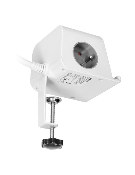 Listwa zasilająca nabiurkowa z ładowarką USB, śrubowym zaciskiem mocującym i przewodem 1,4m, 2x2P+Z, 4xUSB, biały