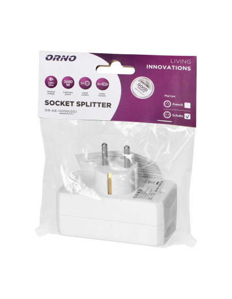 Rozgałęźnik 2x2P + 1x2P+Z (Schuko), biały