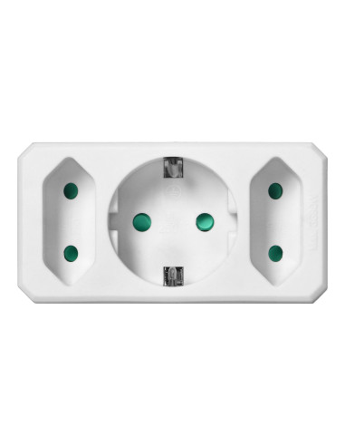 Rozgałęźnik 2x2P + 1x2P+Z (Schuko), biały