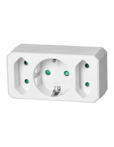 Rozgałęźnik 2x2P + 1x2P+Z (Schuko), biały