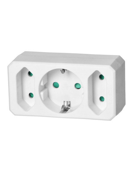 Rozgałęźnik 2x2P + 1x2P+Z (Schuko), biały