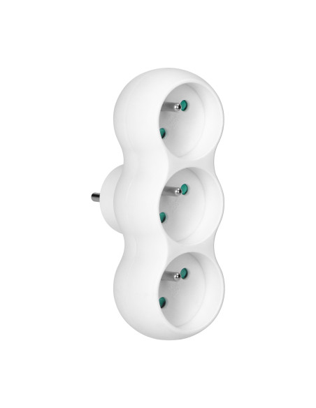 Rozgałęźnik 3x2P+Z "bałwanek" z wtyczką centralną, biały