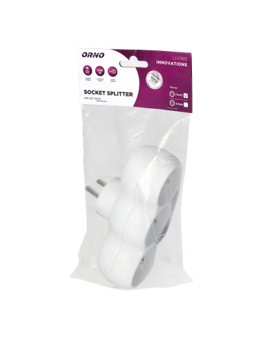 Rozgałęźnik 3x2P+Z "bałwanek" z wtyczką...