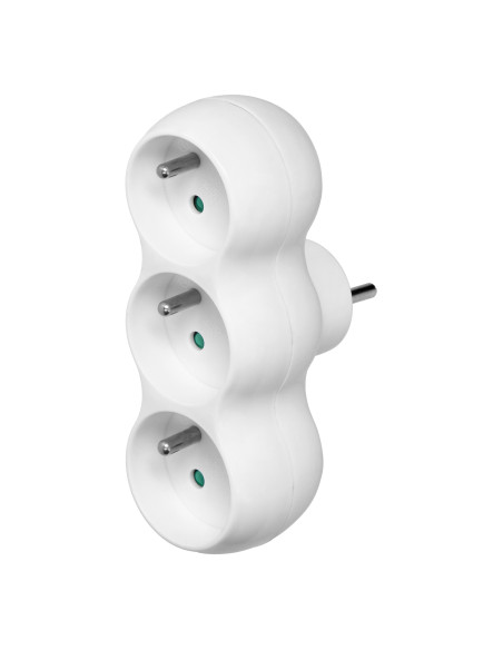 Rozgałęźnik 3x2P+Z "bałwanek" z wtyczką centralną, biały