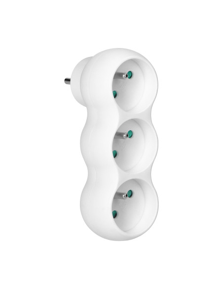 Rozgałęźnik 3x2P+Z "bałwanek" z wtyczką górną, biały
