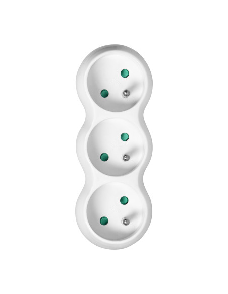 Rozgałęźnik 3x2P+Z "bałwanek" z wtyczką górną, biały