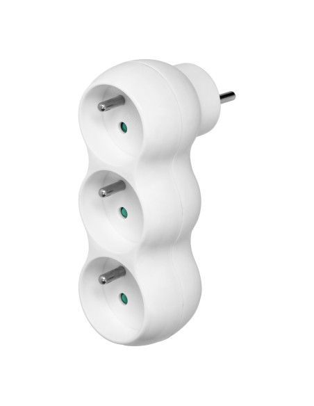 Rozgałęźnik 3x2P+Z "bałwanek" z wtyczką górną, biały