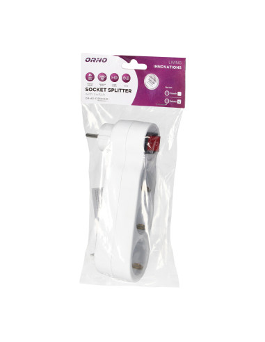 Rozgałęźnik 3x2P+Z (Schuko) z włącznikiem i...