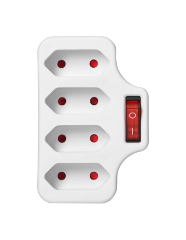 Rozgałęźnik 4x2P z włącznikiem, biały