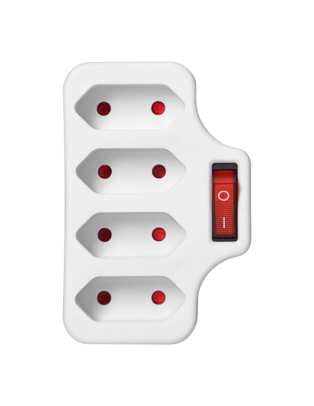 Rozgałęźnik 4x2P z włącznikiem, biały