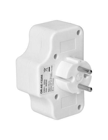 Rozgałęźnik 4x2P z włącznikiem, biały