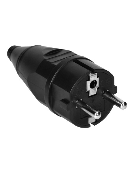 Wtyczka warsztatowa 2P+Z Uni-Schuko, czarna