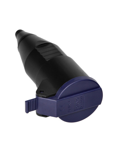 Gniazdo warsztatowe z klapką, 2P+Z , czarne