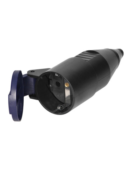 Gniazdo warsztatowe z klapką, 2P+Z Schuko, czarne