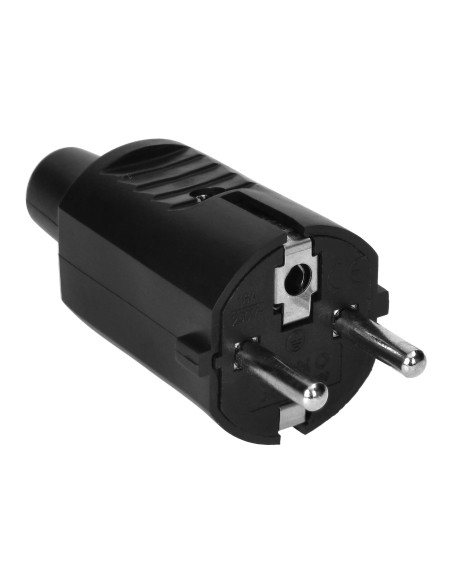 Wtyczka warsztatowa 2P+Z Uni-Schuko, czarna