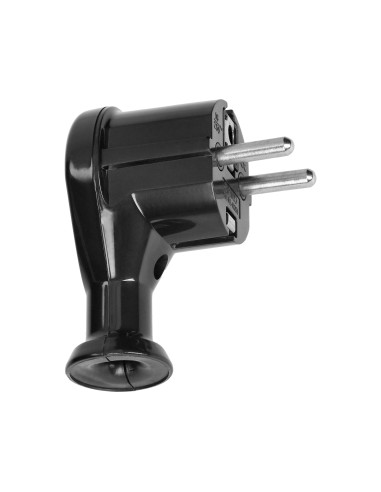 Wtyczka kątowa 2P+Z, Uni-Schuko, czarna