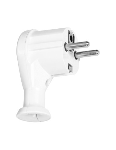 Wtyczka kątowa 2P+Z, Uni-Schuko, biała