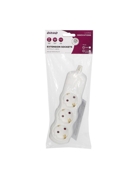 Rozgałęźnik 3x2P+Z Schuko, biały