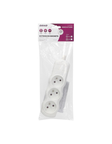 Rozgałęźnik wielogniazdowy 3x2P+Z, biały