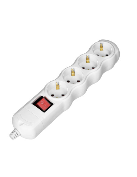 Rozgałęźnik z wyłącznikiem 4x2P+Z Schuko, biały