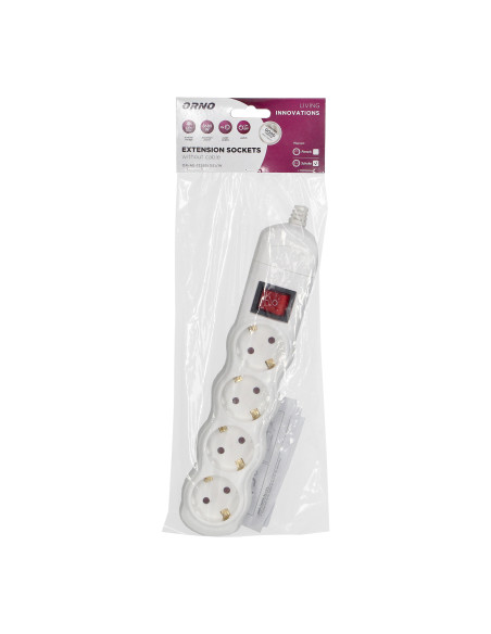 Rozgałęźnik z wyłącznikiem 4x2P+Z Schuko, biały