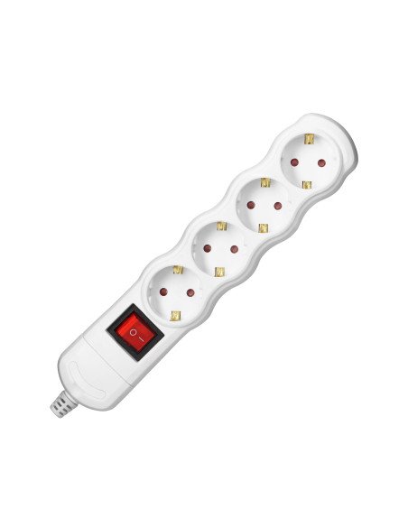 Rozgałęźnik z wyłącznikiem 4x2P+Z Schuko, biały