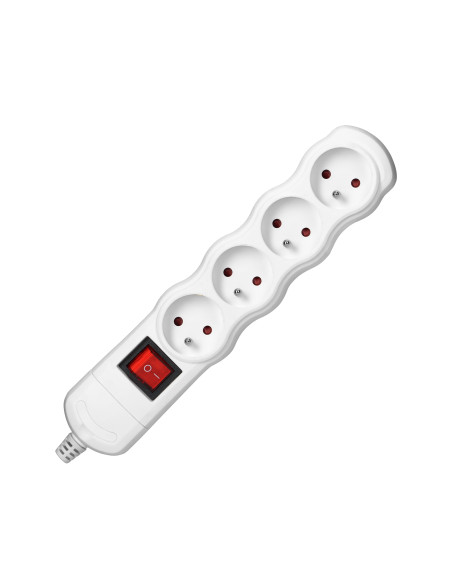 Rozgałęźnik wielogniazdowy 4x2P+Z z wyłącznikiem, biały