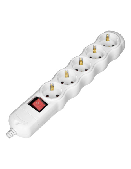 Rozgałęźnik z wyłącznikiem 5x2P+Z Schuko, biały