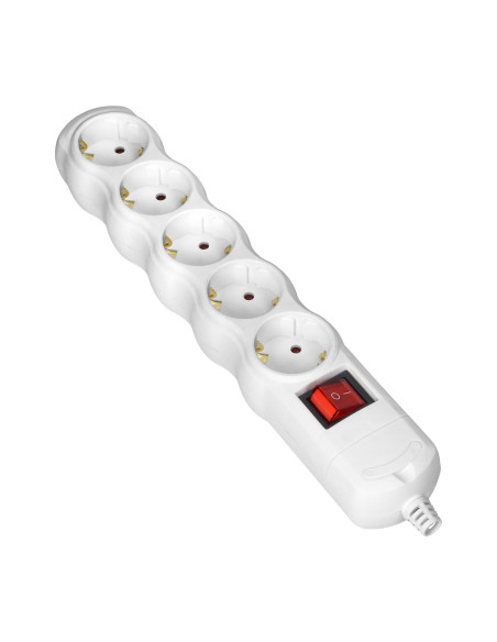 Rozgałęźnik z wyłącznikiem 5x2P+Z Schuko, biały