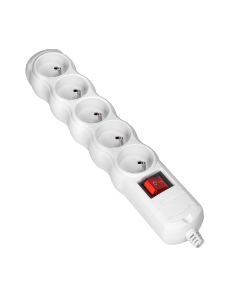 Rozgałęźnik z wyłącznikiem 5x2P+Z, biały