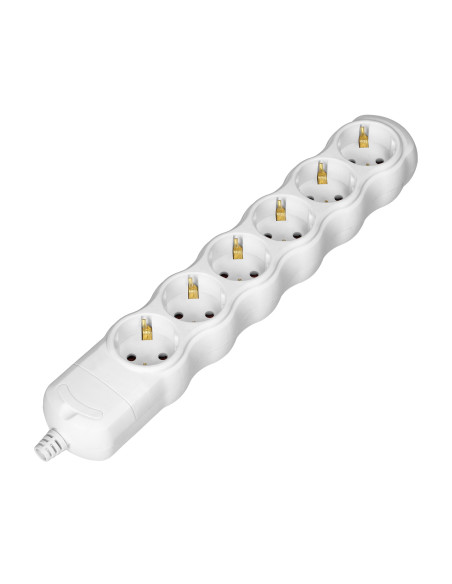 Rozgałęźnik 6x2P+Z Schuko, biały