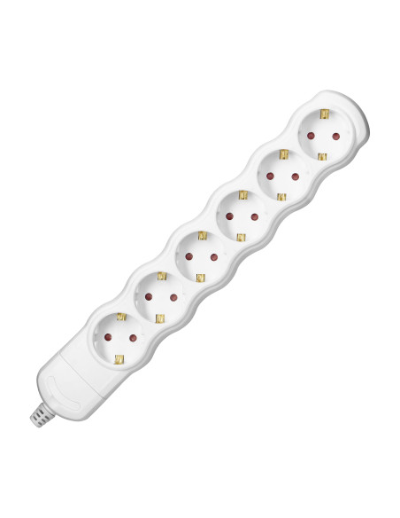 Rozgałęźnik 6x2P+Z Schuko, biały