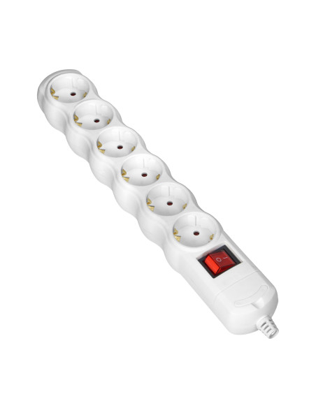 Rozgałęźnik z wyłącznikiem 6x2P+Z Schuko, biały
