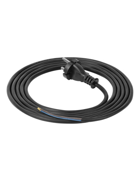 Przewód przyłączeniowy w izolacji gumowej z wtyczką H05RR-F 2x1,5mm2, 3m, czarny