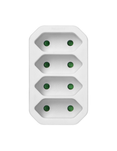 Rozgałęźnik 4x2P euro, biały