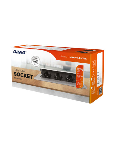 Gniazdo meblowe wpuszczane w blat z grubym...