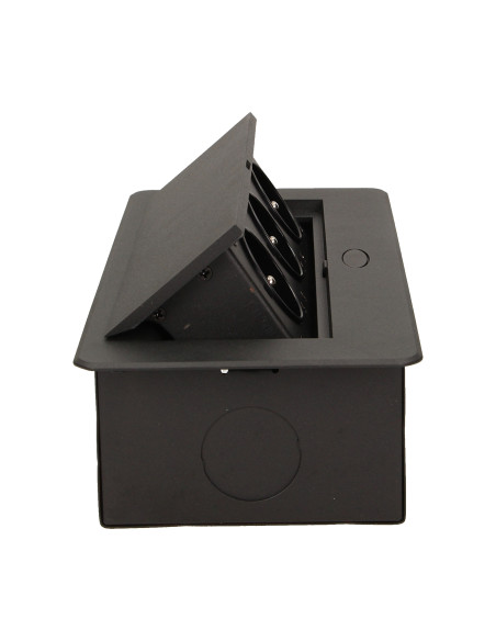 Gniazdo meblowe wpuszczane w blat z płaskim frezowanym rantem, 3x2P+Z, czarne