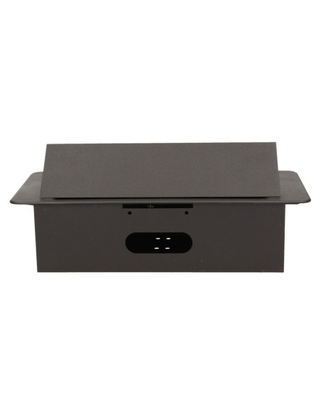 Gniazdo meblowe wpuszczane w blat z płaskim frezowanym rantem, 3x2P+Z, czarne, wersja schuko