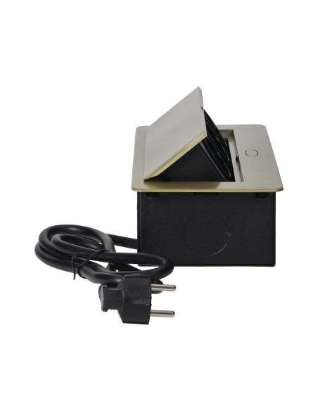  Gniazda meblowe w obudowie wpuszczanej w blat z płaskim frezowanym rantem i przewodem 1,5m, 3x2P+Z (Schuko), kolor...