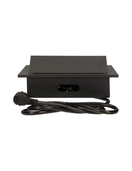 Gniazdo meblowe wpuszczane w blat z grubym rantem 3x2P+Z, przewód 1,5m 3x1,5mm², czarne