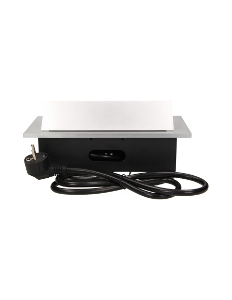 Gniazdo meblowe wpuszczane w blat z grubym rantem 3x2P+Z, przewód 1,5m 3x1,5mm², srebrne