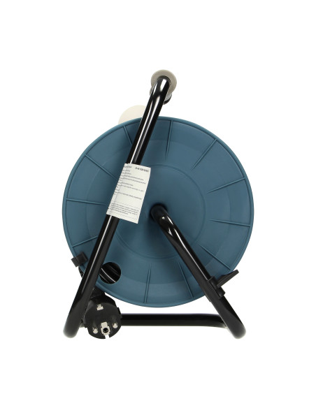 Przedłużacz bębnowy MINI, 4 gniazda 2P+Z, metalowy stojak, polwinit H05VV-F 3x1mm² , długość15m, szary, Schuko