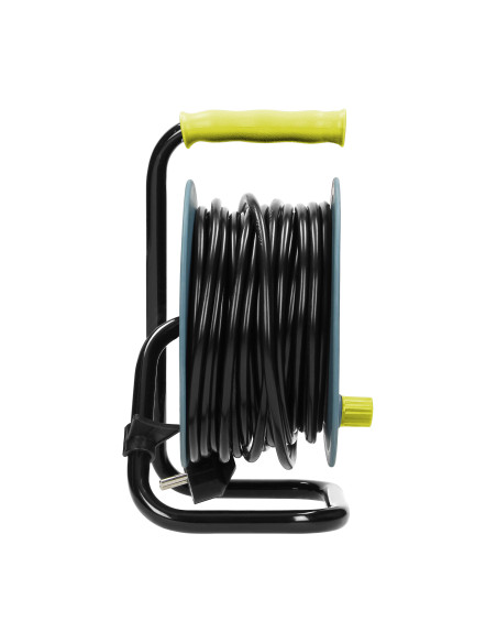  Przedłużacz bębnowy MINI, 4 gniazda 2P+Z, metalowy stojak, polwinit H05VV-F 3x1mm² , długość 15m, limonkowy,...