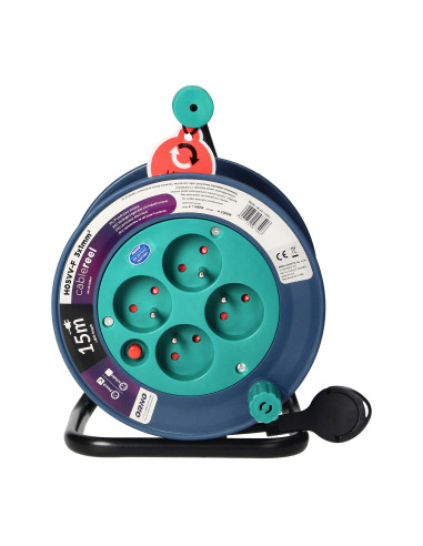 Przedłużacz bębnowy MINI, 4 gniazda 2P+Z,...