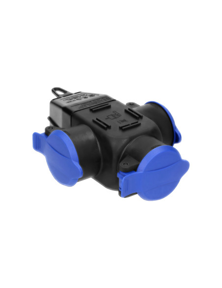 Rozgałęźnik bryzgoszczelny i odporny na uderzenia, IP44, 3 gniazda 2P+Z, 16A, 230V AC, wersja schuko