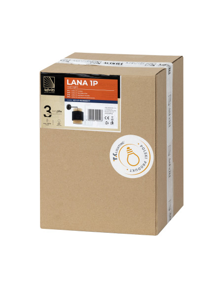 LANA 1P, kinkiet, E27 max. 60W, czarny